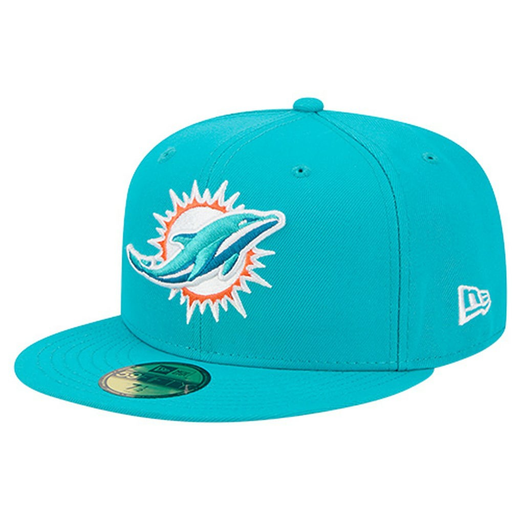 Miami Dolphins New Era Group Chat 59FIFTY Fitted Hat Aqua | NFL