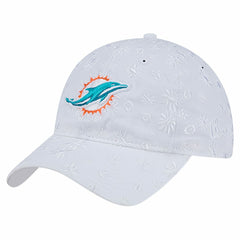 Miami Dolphins New Era Women's Floral 9TWENTY Adjustable Hat White | NFL