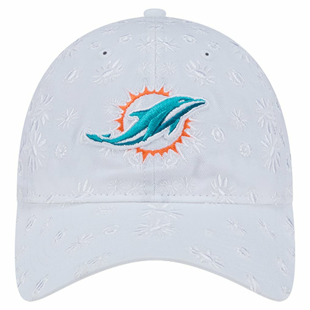 Miami Dolphins New Era Women's Floral 9TWENTY Adjustable Hat White | NFL