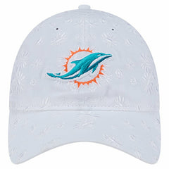 Miami Dolphins New Era Women's Floral 9TWENTY Adjustable Hat White | NFL
