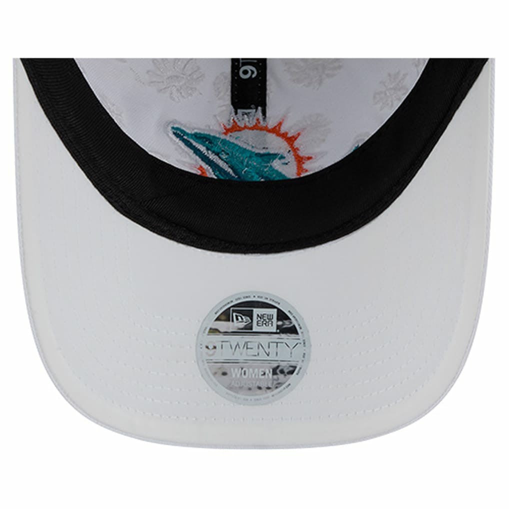 Miami Dolphins New Era Women's Floral 9TWENTY Adjustable Hat White | NFL