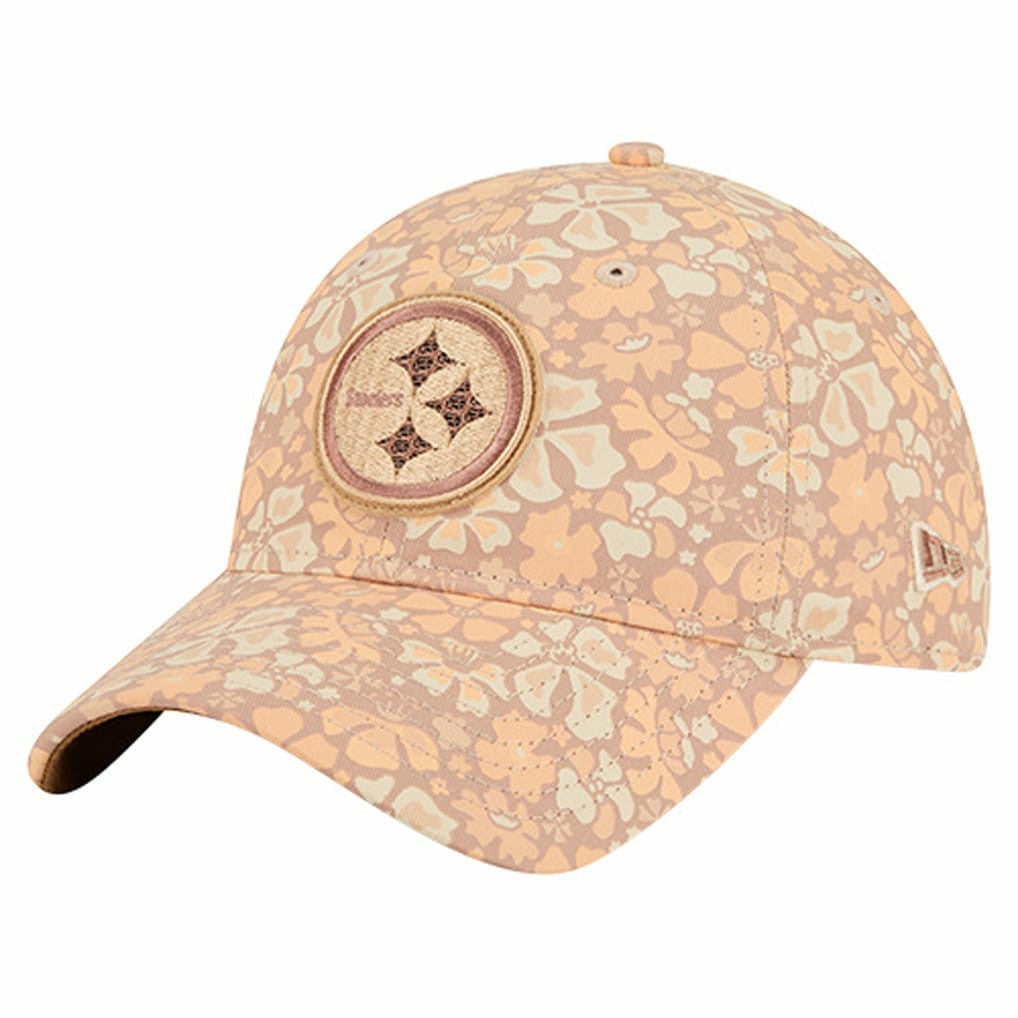 Pittsburgh Steelers New Era Women's Floral 9TWENTY Adjustable Hat Tan | NFL