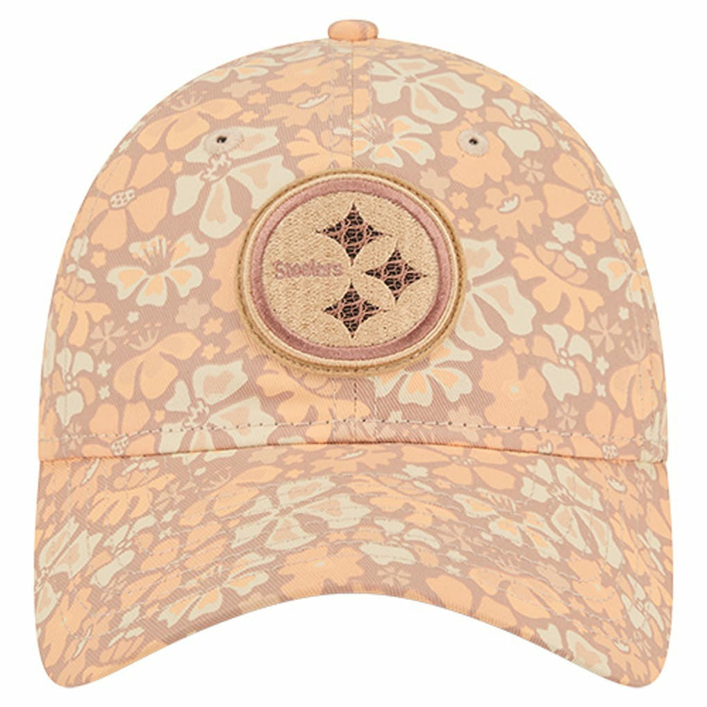 Pittsburgh Steelers New Era Women's Floral 9TWENTY Adjustable Hat Tan | NFL