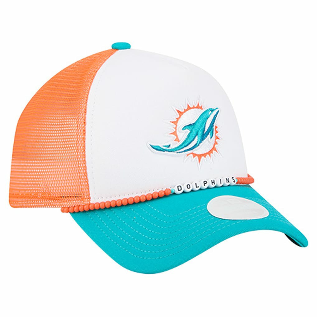 Miami Dolphins New Era Women's Friendship Bracelet 9FORTY Adjustable Hat White/Aqua | NFL