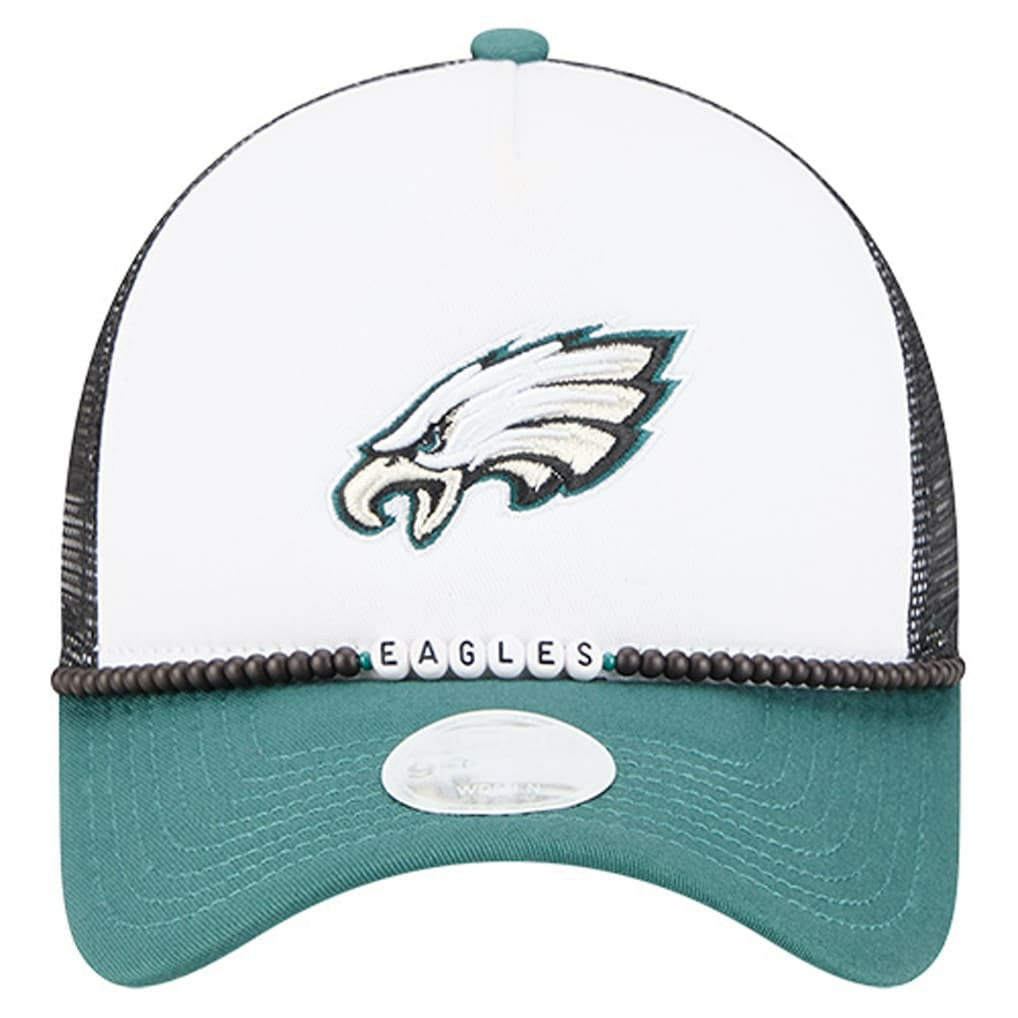 Philadelphia Eagles New Era Women's Friendship Bracelet 9FORTY Adjustable Hat White/Midnight Green | NFL