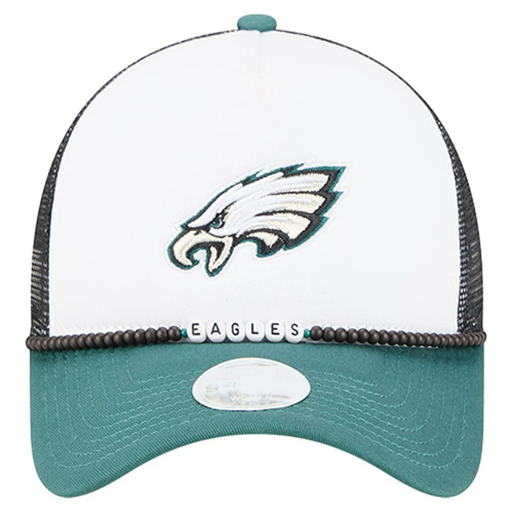 Philadelphia Eagles New Era Women's Friendship Bracelet 9FORTY Adjustable Hat White/Midnight Green | NFL