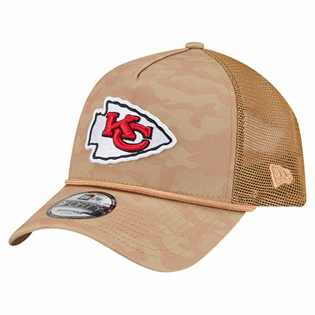 Kansas City Chiefs New Era Wheat Camo 9FORTY Adjustable Hat Tan | NFL