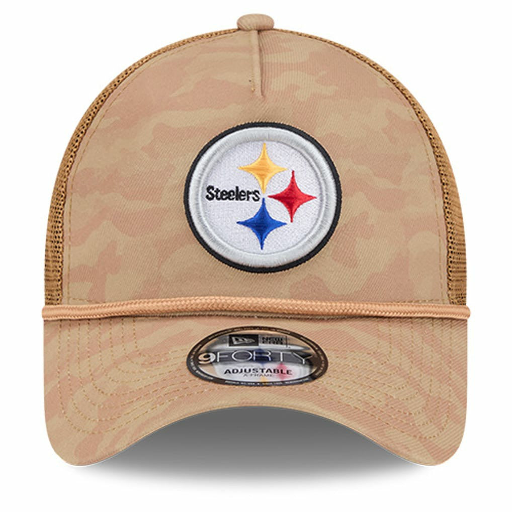 Pittsburgh Steelers New Era Wheat Camo 9FORTY Adjustable Hat Tan | NFL