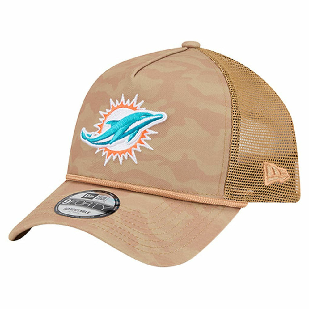 Miami Dolphins New Era Wheat Camo 9FORTY Adjustable Hat Tan | NFL