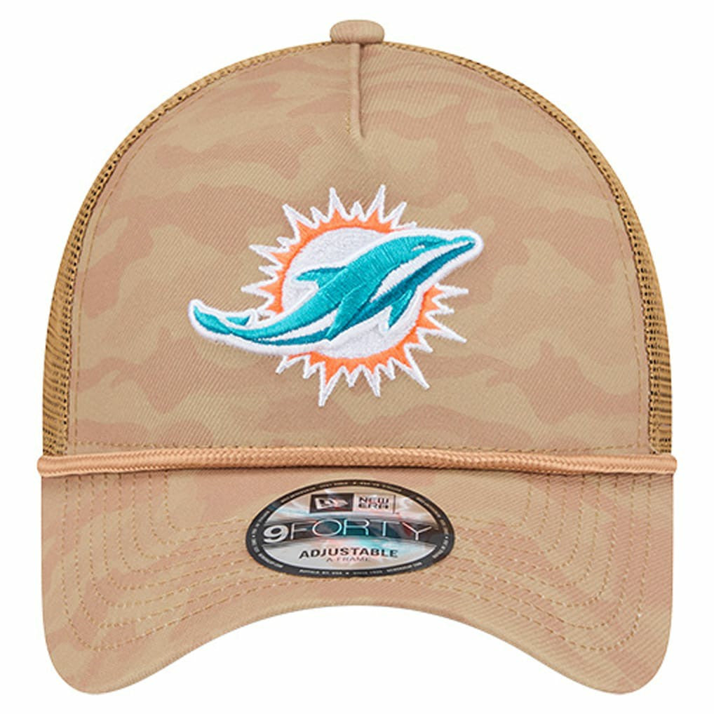 Miami Dolphins New Era Wheat Camo 9FORTY Adjustable Hat Tan | NFL