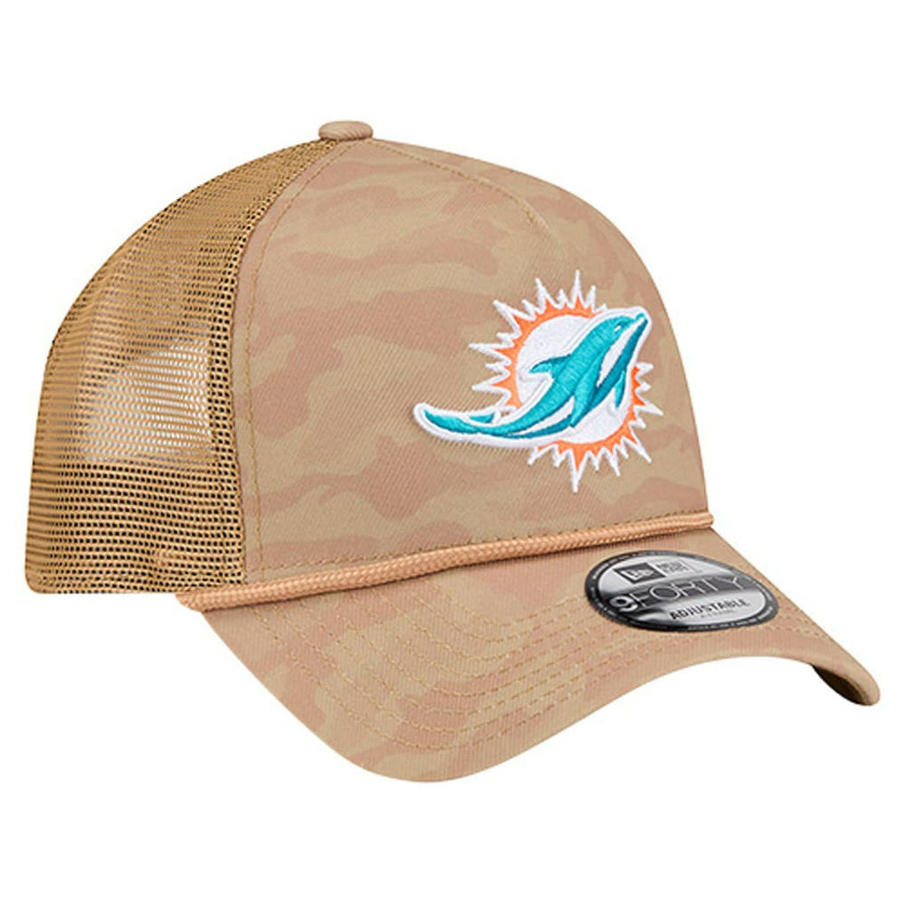 Miami Dolphins New Era Wheat Camo 9FORTY Adjustable Hat Tan | NFL
