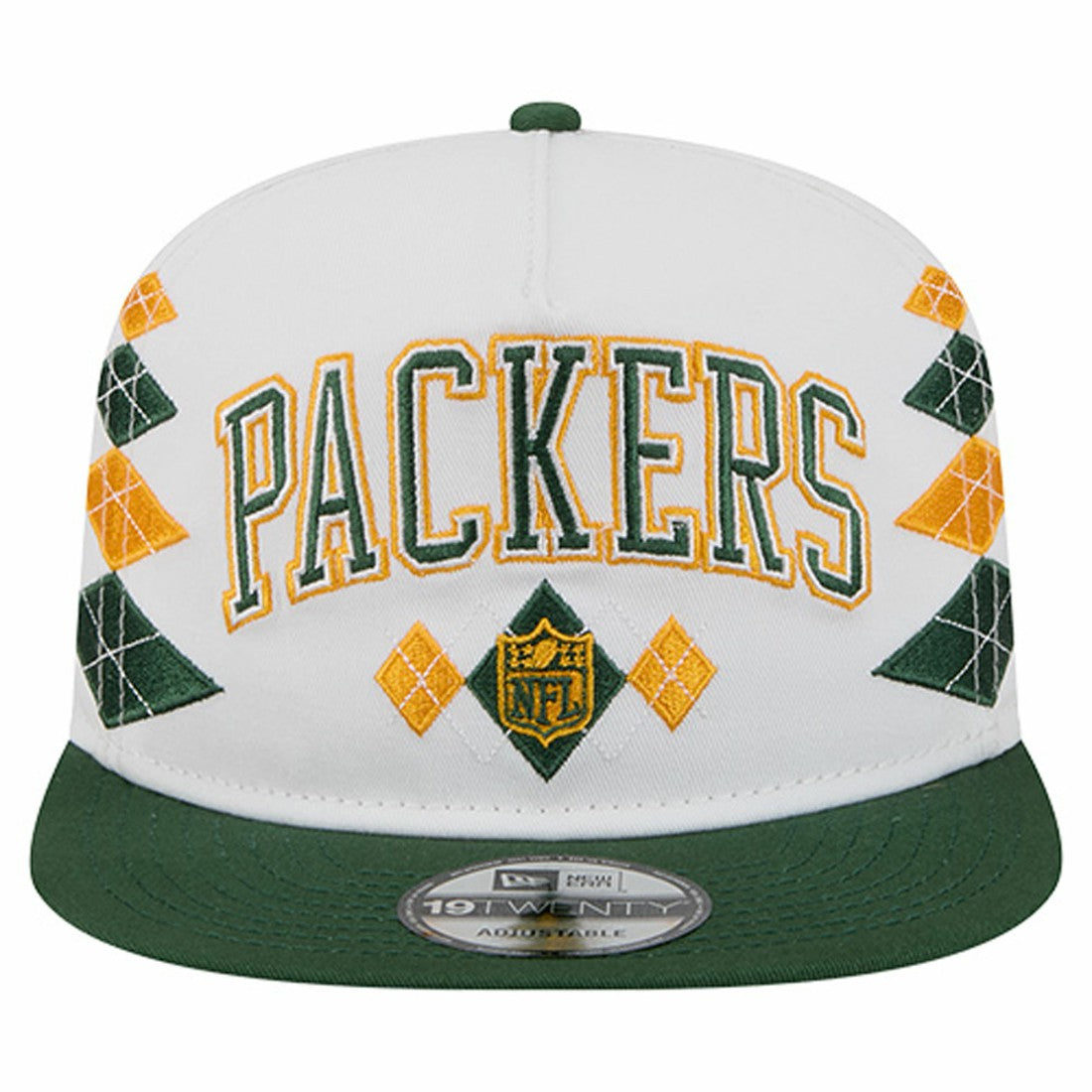 Green Bay Packers New Era Argyle 19TWENTY Adjustable Hat White | NFL