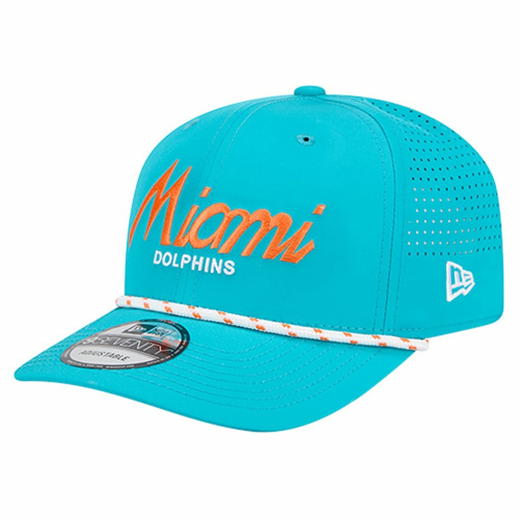 Miami Dolphins New Era Script 9SEVENTY Adjustable Hat Aqua | NFL