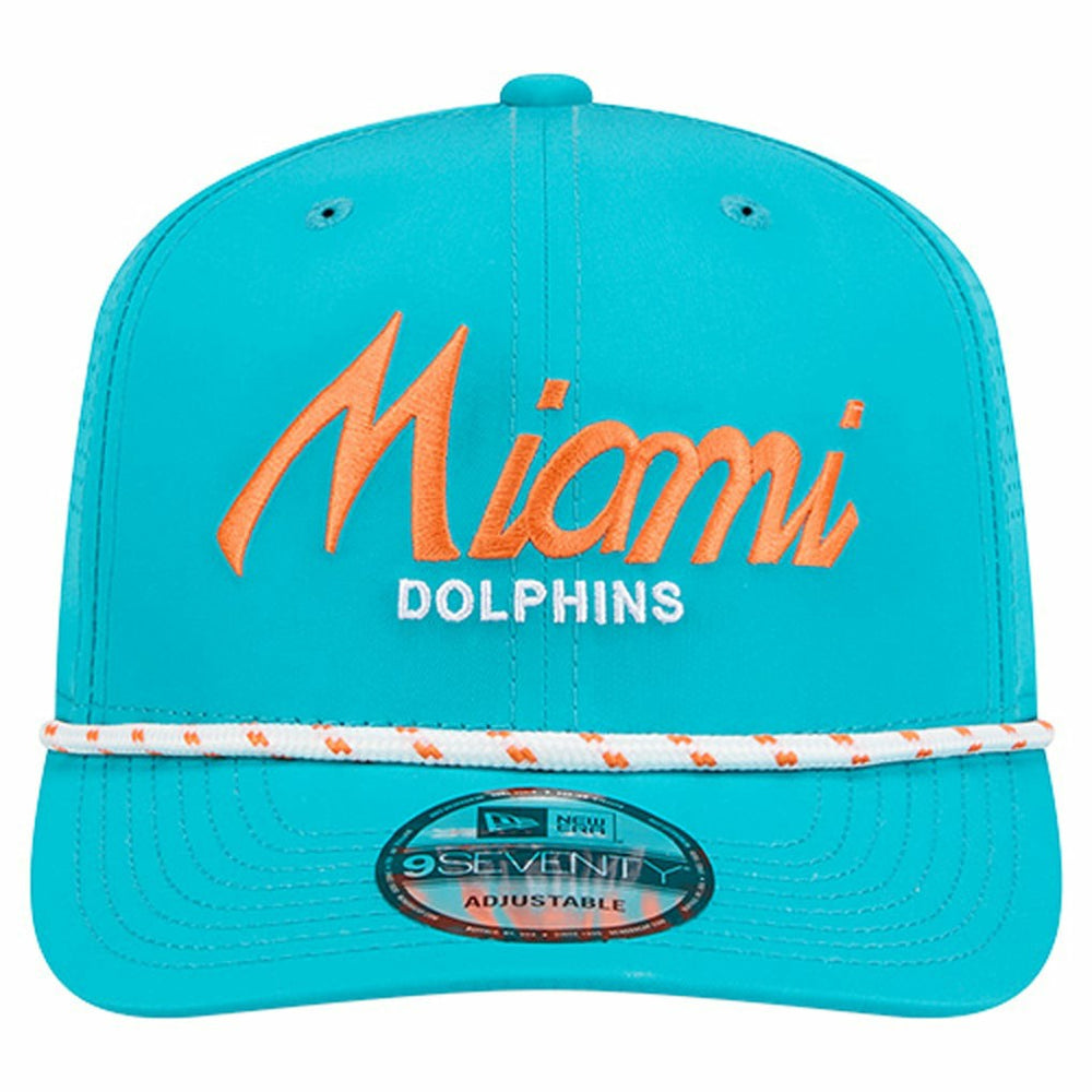 Miami Dolphins New Era Script 9SEVENTY Adjustable Hat Aqua | NFL