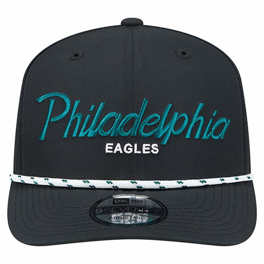 Philadelphia Eagles New Era Script 9SEVENTY Adjustable Hat Black | NFL