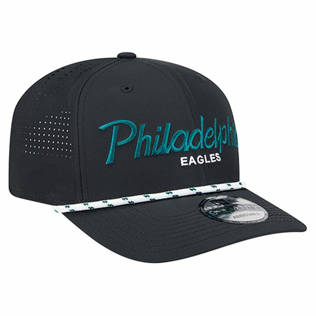 Philadelphia Eagles New Era Script 9SEVENTY Adjustable Hat Black | NFL