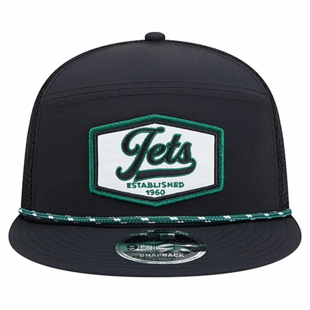New York Jets New Era Ripstop Patch 9FIFTY Split Panel Snapback Hat Black | NFL