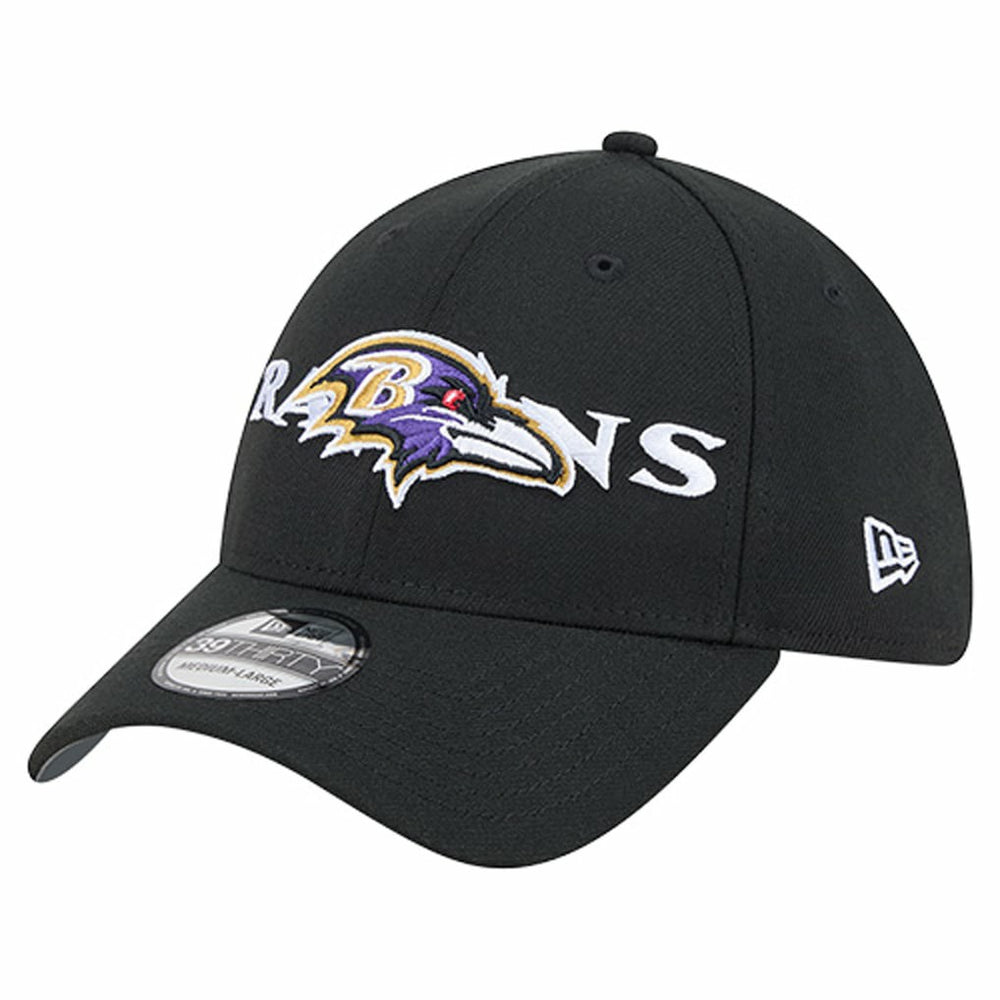 Baltimore Ravens New Era Overlap Logo 39THIRTY Stretch Fit Hat Black | NFL