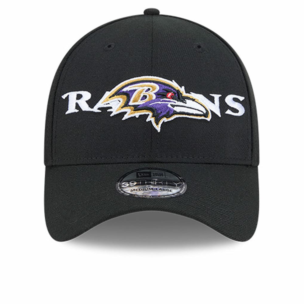 Baltimore Ravens New Era Overlap Logo 39THIRTY Stretch Fit Hat Black | NFL