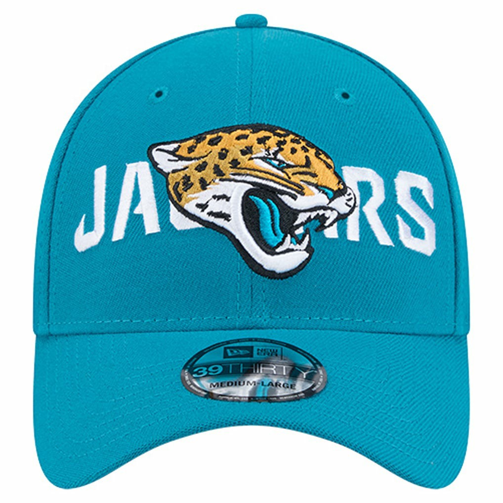 Jacksonville Jaguars New Era Overlap Logo 39THIRTY Stretch Fit Hat Teal | NFL