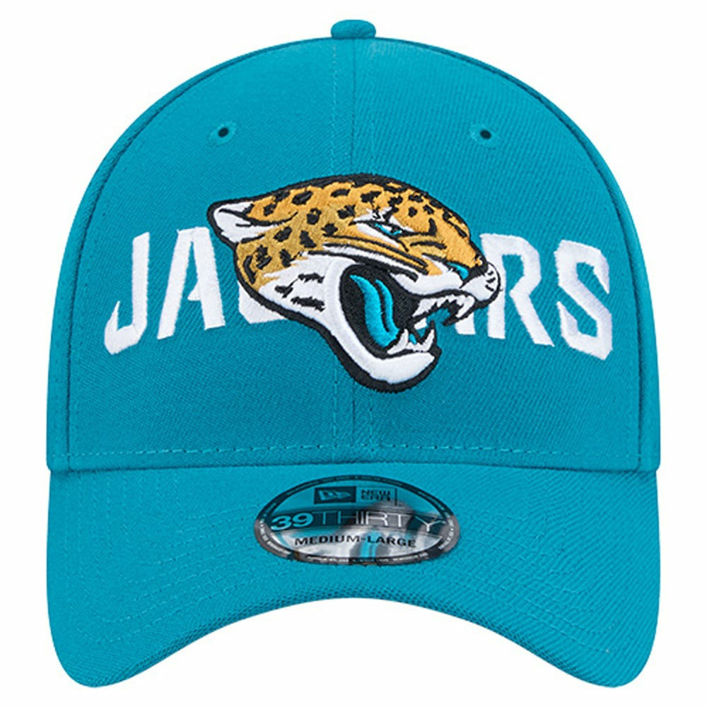 Jacksonville Jaguars New Era Overlap Logo 39THIRTY Stretch Fit Hat Teal | NFL