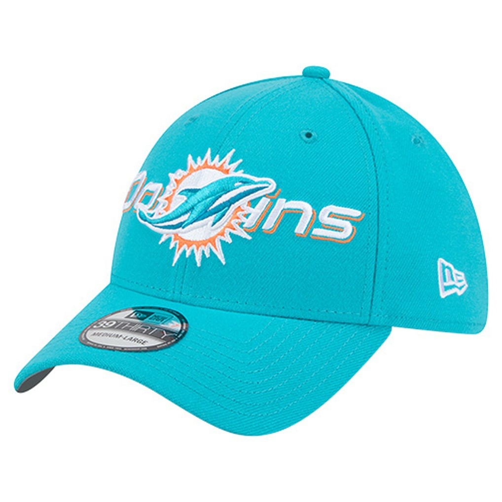 Miami Dolphins New Era Overlap Logo 39THIRTY Stretch Fit Hat Aqua | NFL