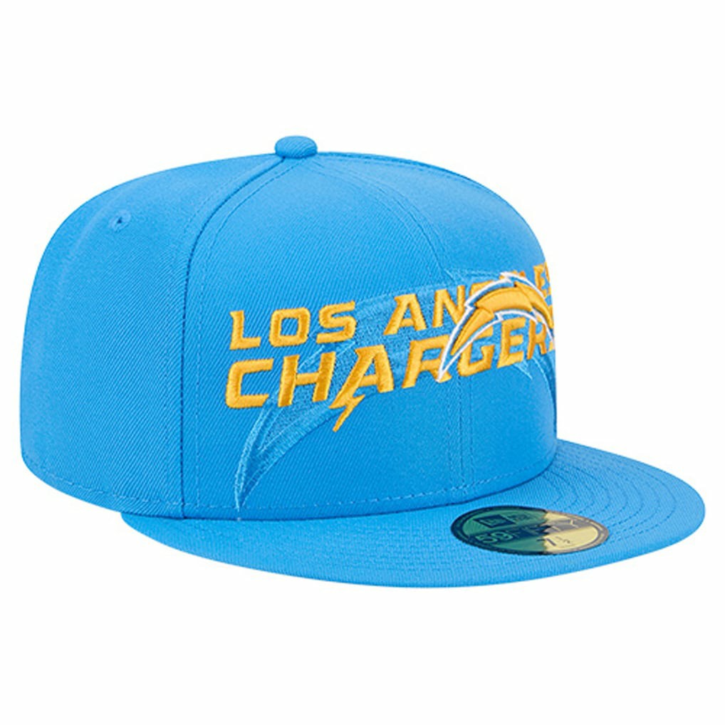 Los Angeles Chargers New Era Overlap Wordmark 59FIFTY Fitted Hat Powder Blue | NFL