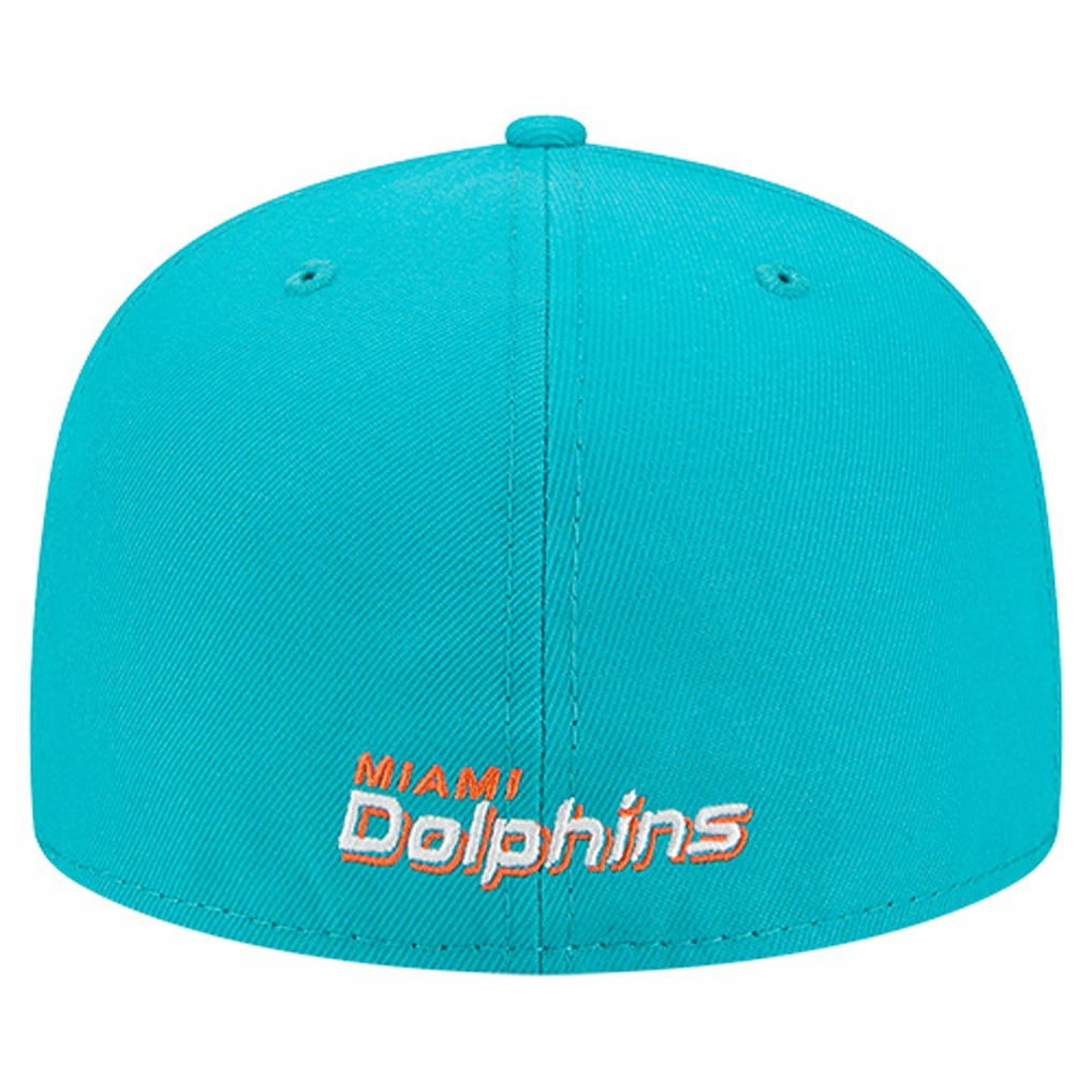Miami Dolphins New Era Overlap Wordmark 59FIFTY Fitted Hat Aqua | NFL