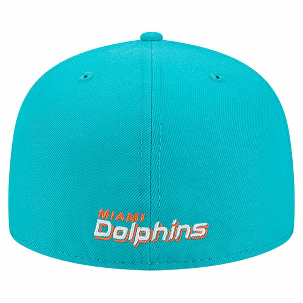 Miami Dolphins New Era Overlap Wordmark 59FIFTY Fitted Hat Aqua | NFL