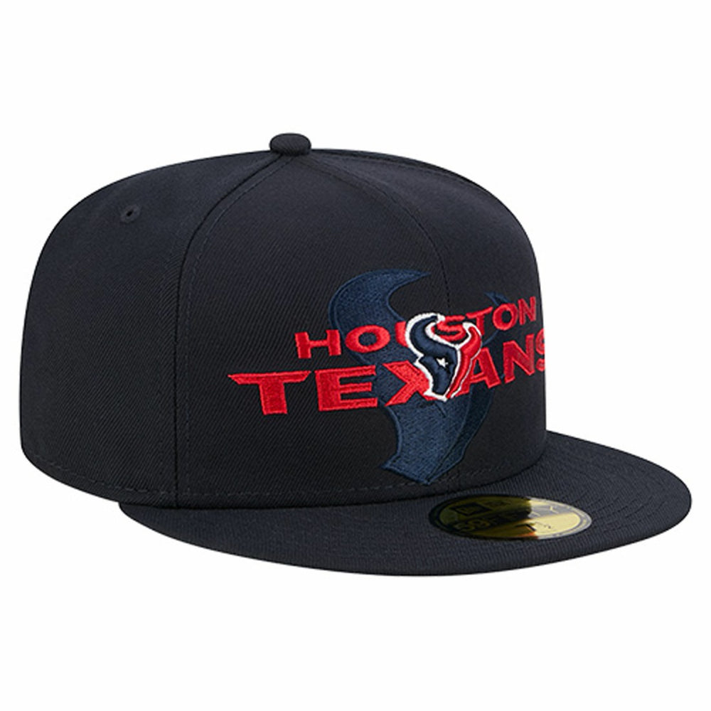 Houston Texans New Era Overlap Wordmark 59FIFTY Fitted Hat Navy | NFL