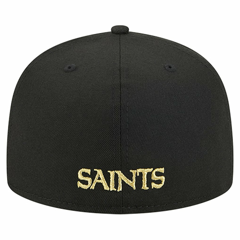 New Orleans Saints New Era Overlap Wordmark 59FIFTY Fitted Hat Black | NFL
