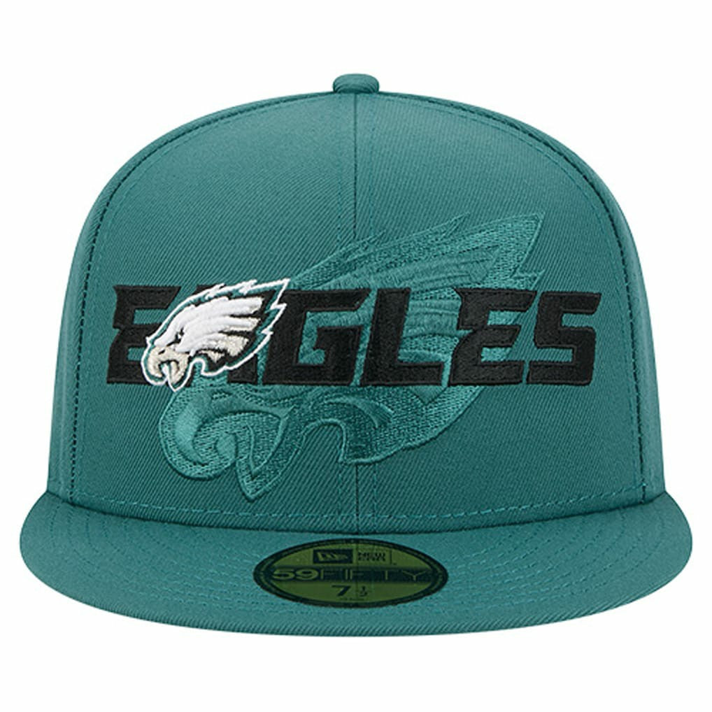 Philadelphia Eagles New Era Overlap Wordmark 59FIFTY Fitted Hat Midnight Green | NFL