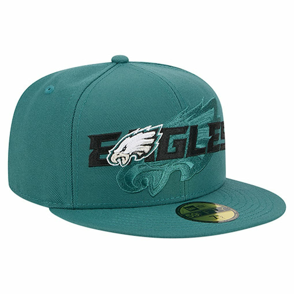 Philadelphia Eagles New Era Overlap Wordmark 59FIFTY Fitted Hat Midnight Green | NFL