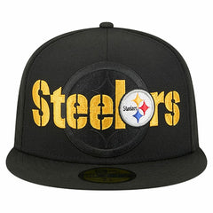 Pittsburgh Steelers New Era Overlap Wordmark 59FIFTY Fitted Hat Black | NFL