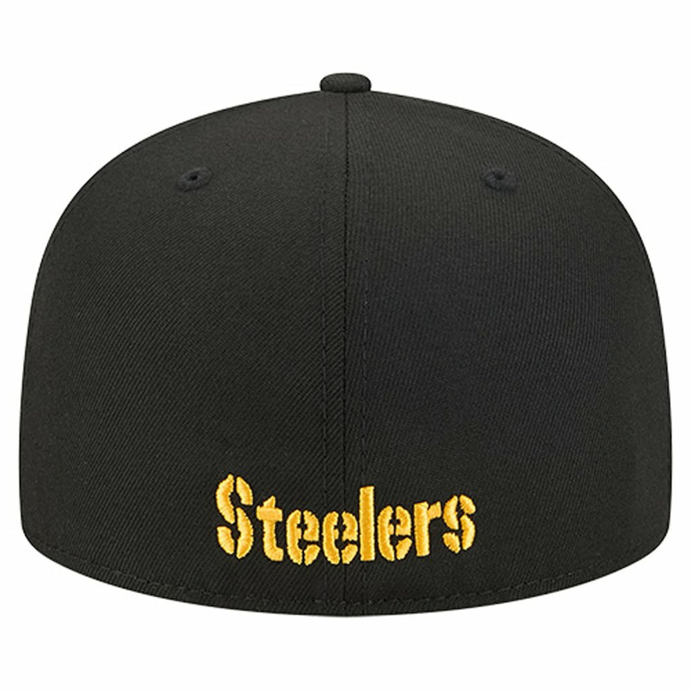 Pittsburgh Steelers New Era Overlap Wordmark 59FIFTY Fitted Hat Black | NFL