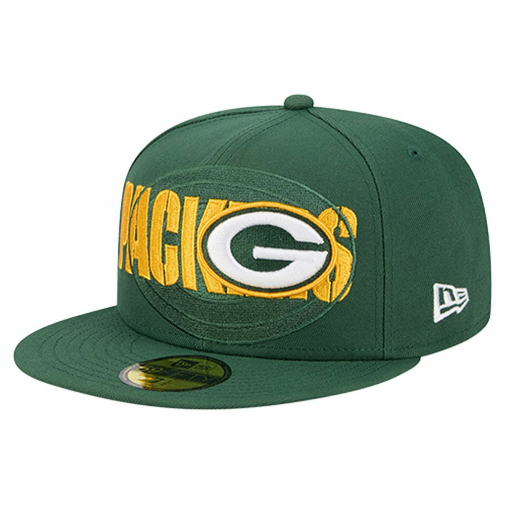 Green Bay Packers New Era Overlap Wordmark 59FIFTY Fitted Hat Green | NFL