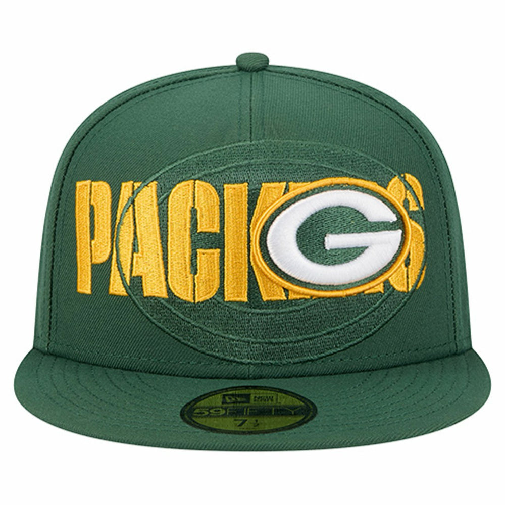 Green Bay Packers New Era Overlap Wordmark 59FIFTY Fitted Hat Green | NFL