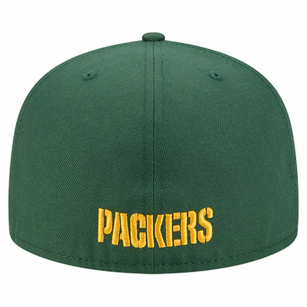 Green Bay Packers New Era Overlap Wordmark 59FIFTY Fitted Hat Green | NFL