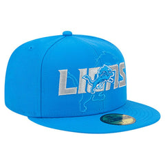 Detroit Lions New Era Overlap Wordmark 59FIFTY Fitted Hat Blue | NFL