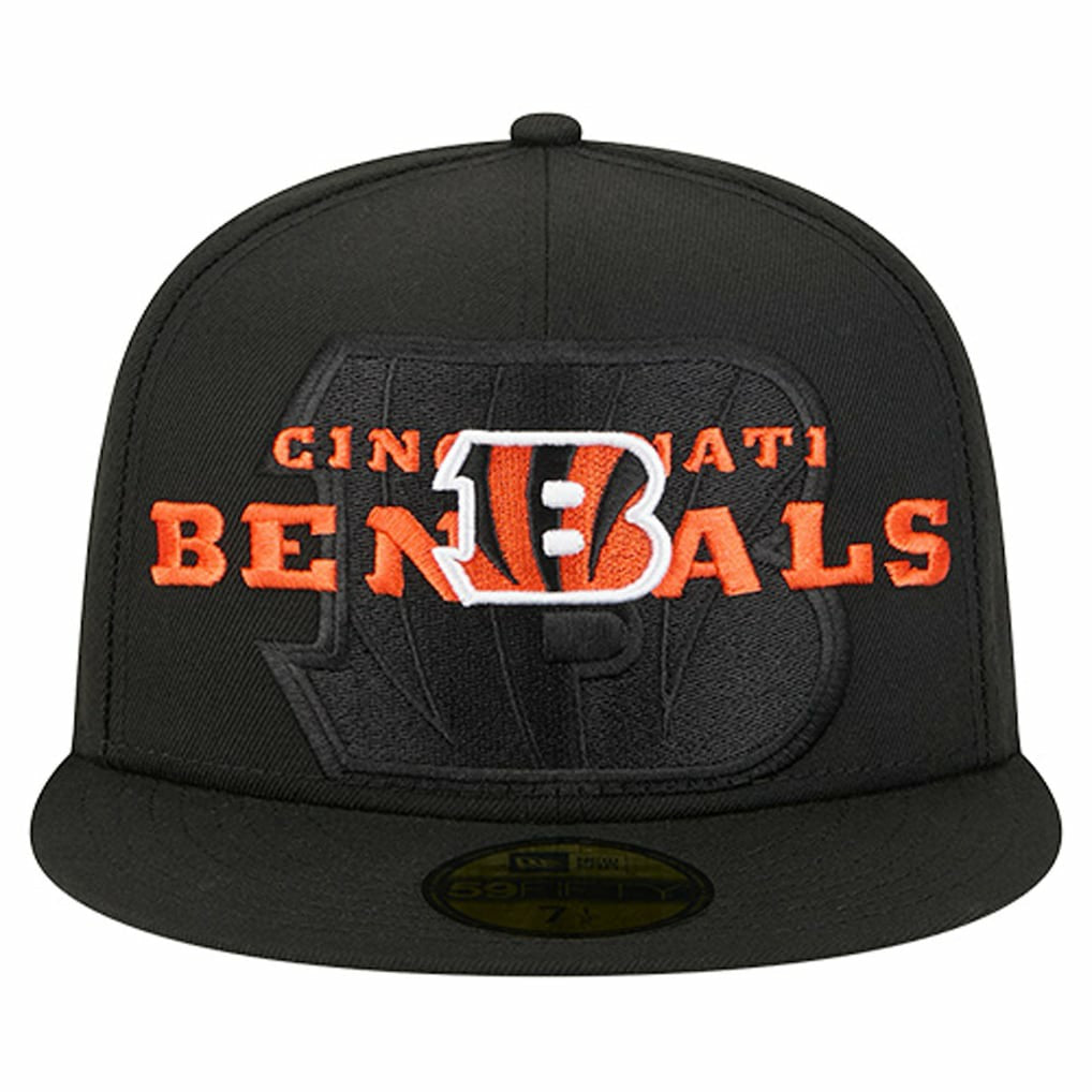 Cincinnati Bengals New Era Overlap Wordmark 59FIFTY Fitted Hat Black | NFL