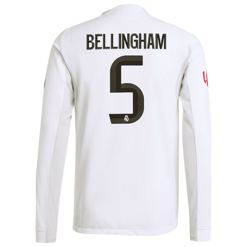 Jude Bellingham Real Madrid 2025/26 Home Long Sleeve Jersey White | Adidas