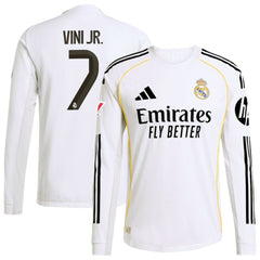 Vini Jr. Real Madrid 2025/26 Home Long Sleeve Jersey White | Adidas Sale