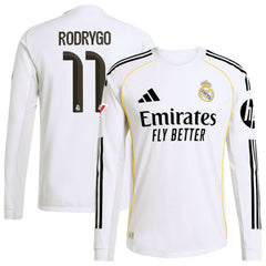 Rodrygo Real Madrid 2025/26 Home Long Sleeve Jersey White | Adidas Online