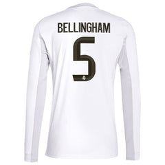 Jude Bellingham Real Madrid 2025/26 Home Replica Long Sleeve Jersey White | Adidas cheap