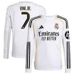 Vini Jr. Real Madrid Youth 2025/26 Home Replica Long Sleeve Jersey White | Adidas discount