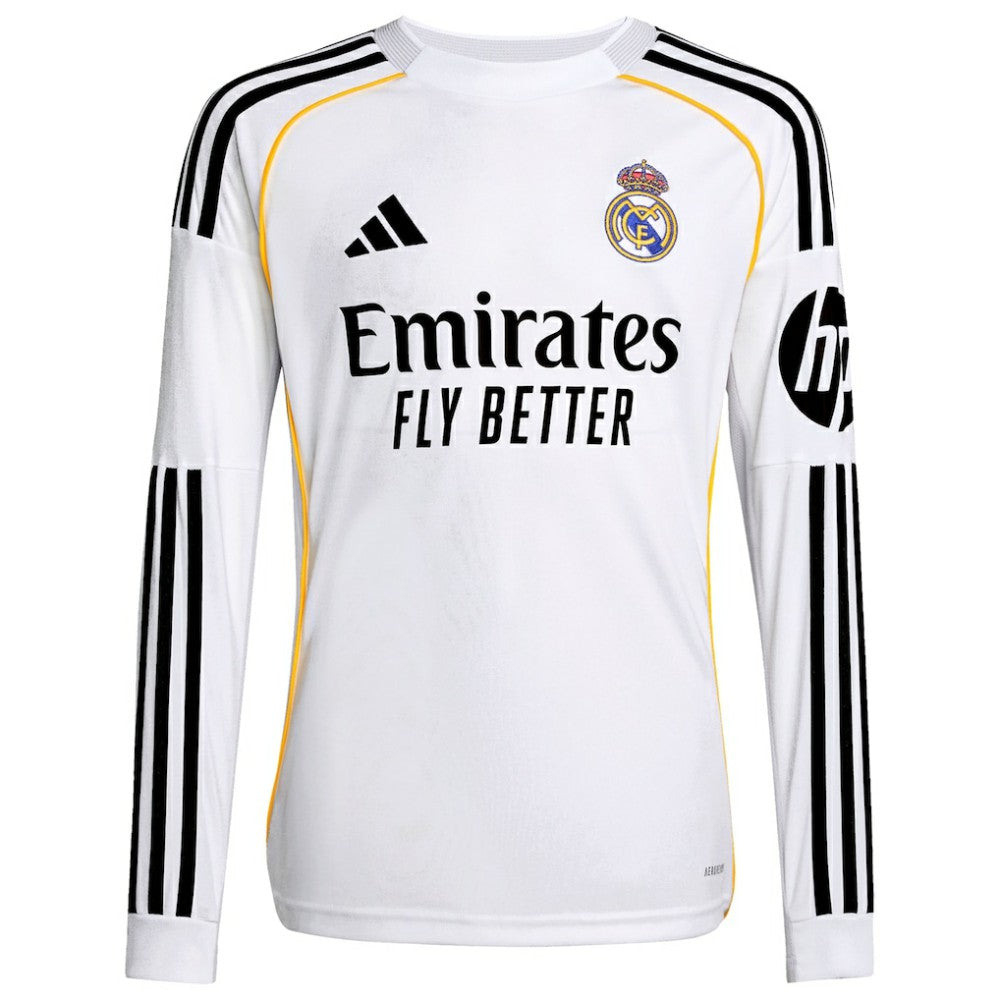 Vini Jr. Real Madrid Youth 2025/26 Home Replica Long Sleeve Jersey White | Adidas discount