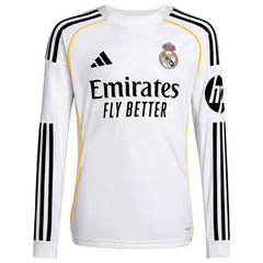 Vini Jr. Real Madrid Youth 2025/26 Home Replica Long Sleeve Jersey White | Adidas discount