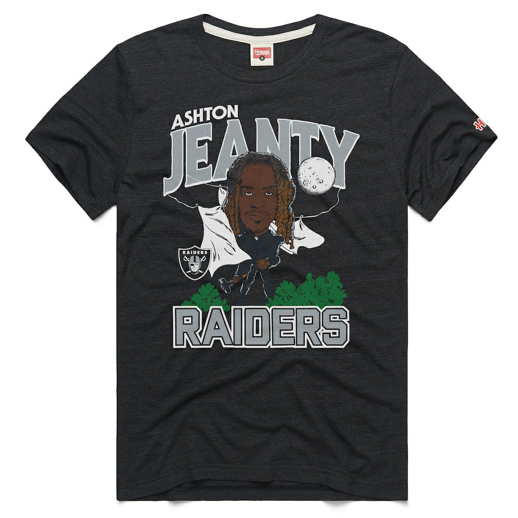 Ashton Jeanty Las Vegas Raiders Homage Unisex Caricature Player Graphic Tri-Blend T-Shirt Charcoal | NFL