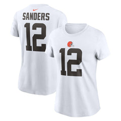 Shedeur Sanders Cleveland Browns Women's 2025 NFL Draft Name & Number T-Shirt White | Nike for Sale