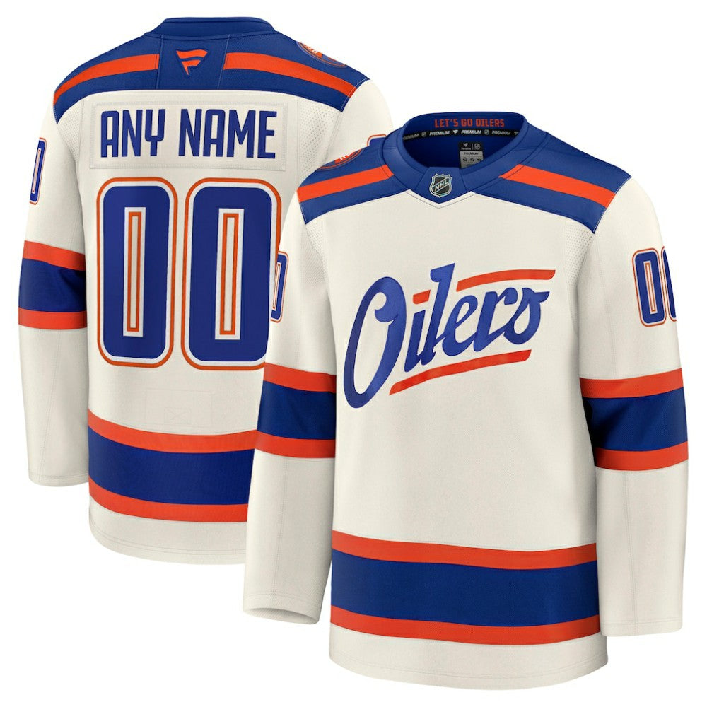 Edmonton Oilers Fanatics Alternate Premium Custom Jersey - Light Beige - NHL